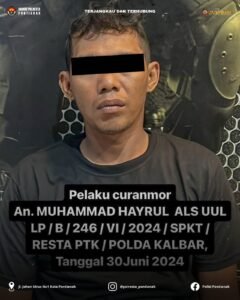 Sat Reskrm Polresta Pontianak berhasil meringkus Residivis yang kembali melakukan pencurian kendaraan